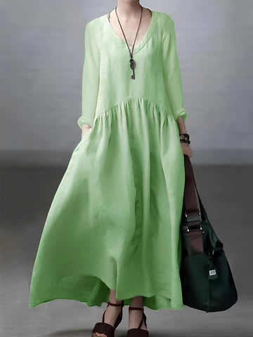 Lindy - Lässiges, locker sitzendes Kleid mit V-Ausschnitt für Damen