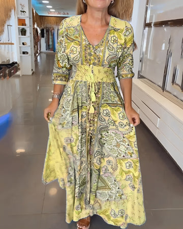 Jasmin - Stilvolles Kleid mit V-Ausschnitt und Print für Damen