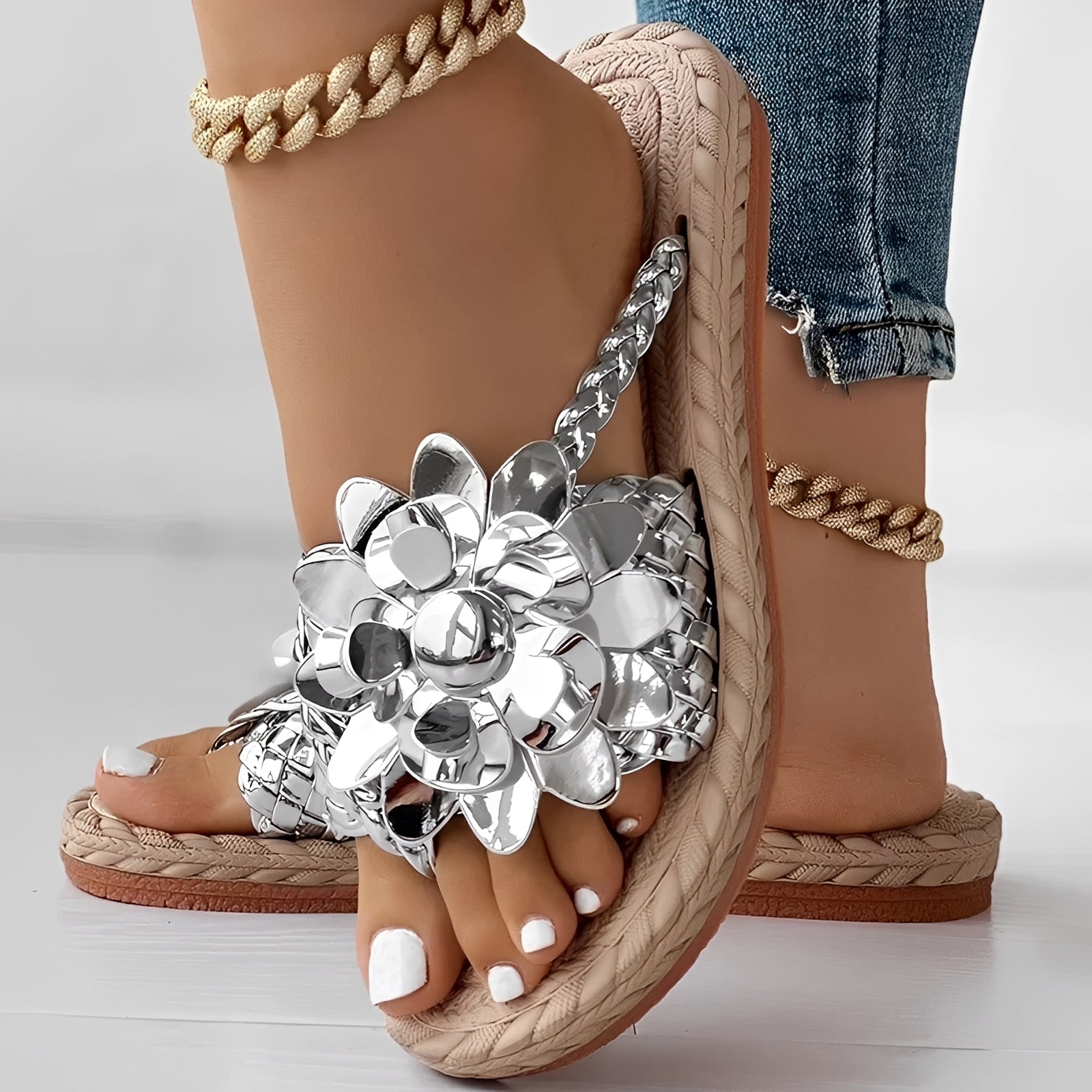Saira - Lässige Gewebte Flip Flops