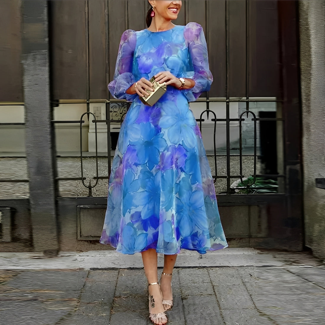 Shelley - Stilvolles Midikleid mit Blumenmuster für Damen