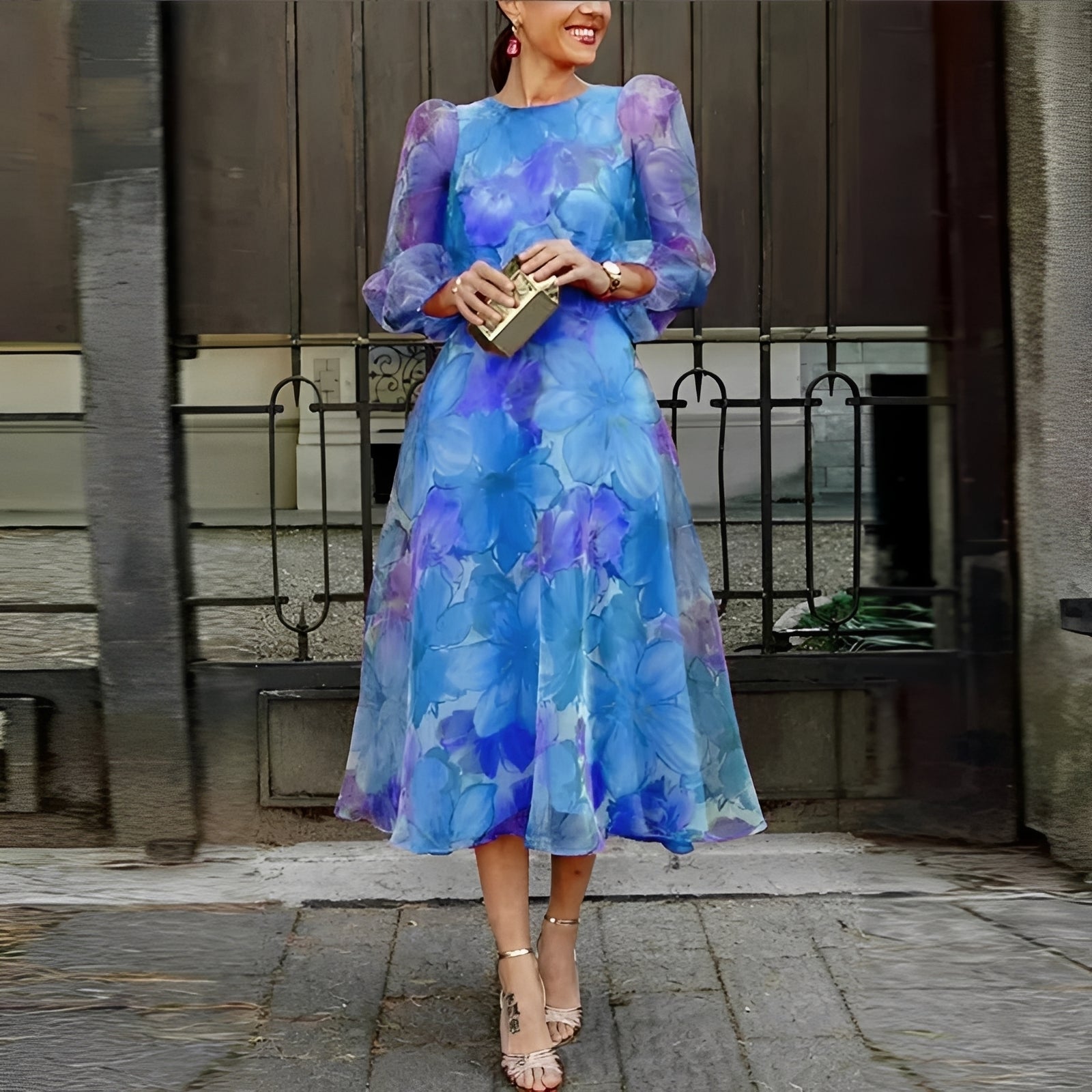 Shelley - Stilvolles Midikleid mit Blumenmuster für Damen