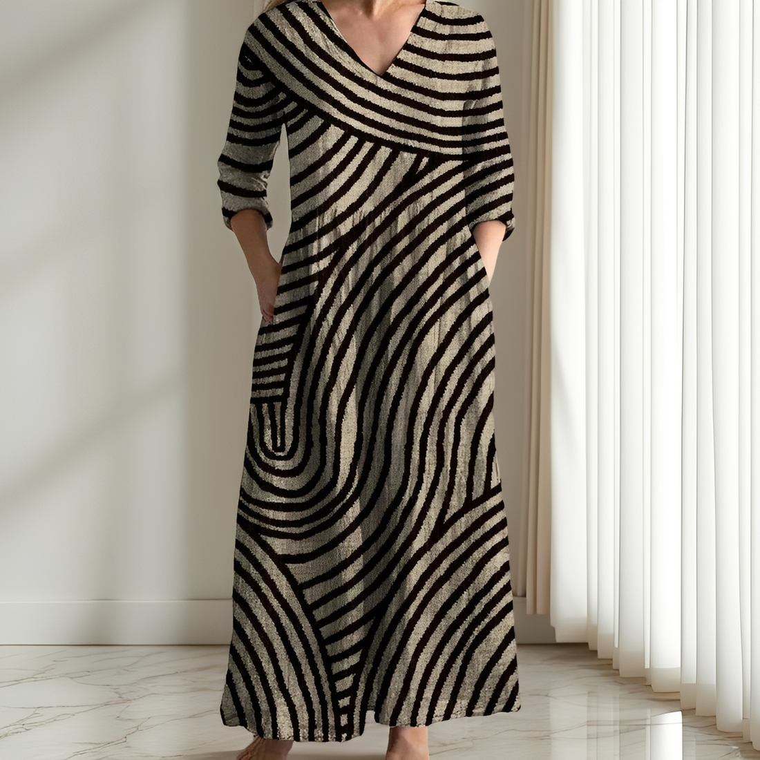 Evelyn - Klassisches gestreiftes Kleid für Damen