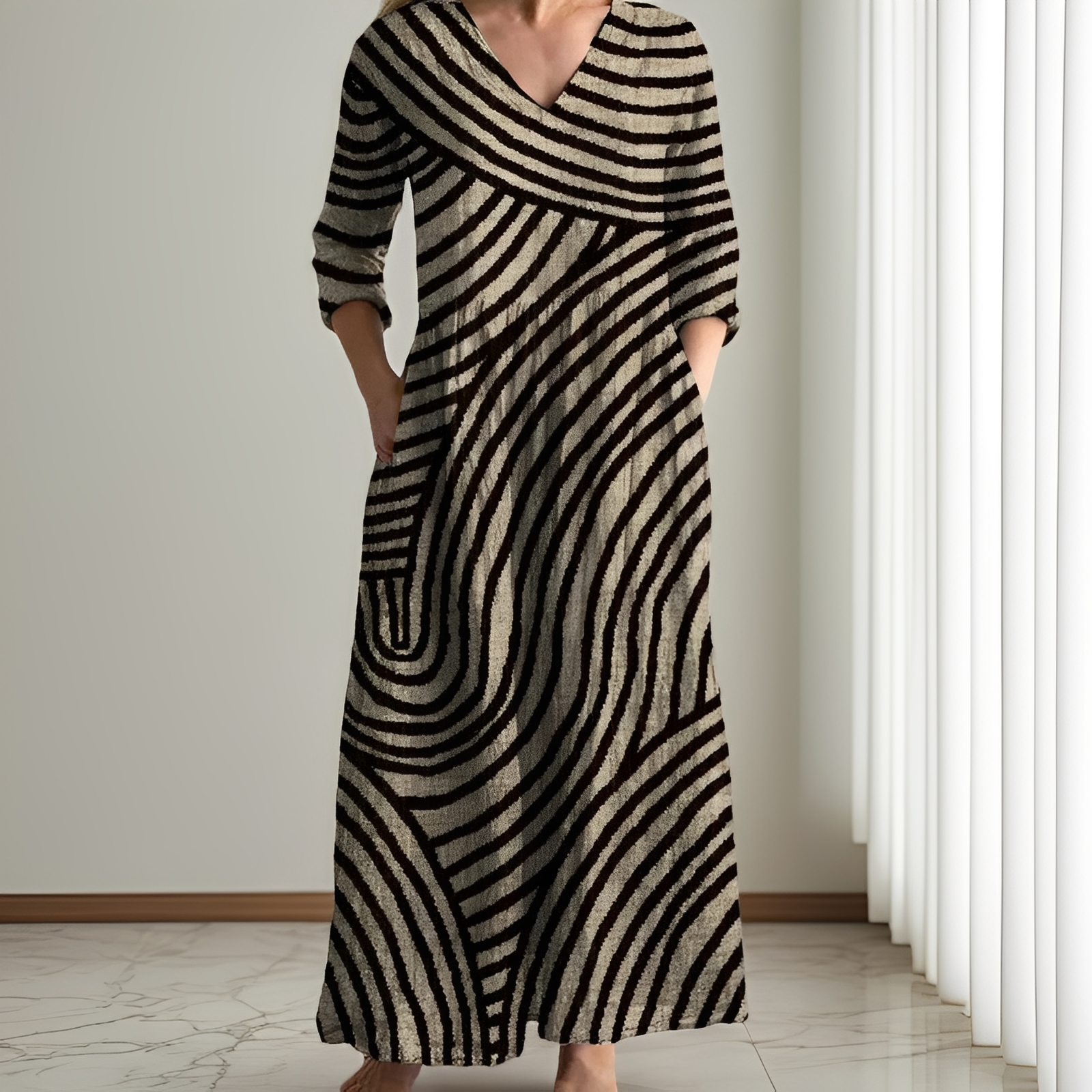 Evelyn - Klassisches gestreiftes Kleid für Damen