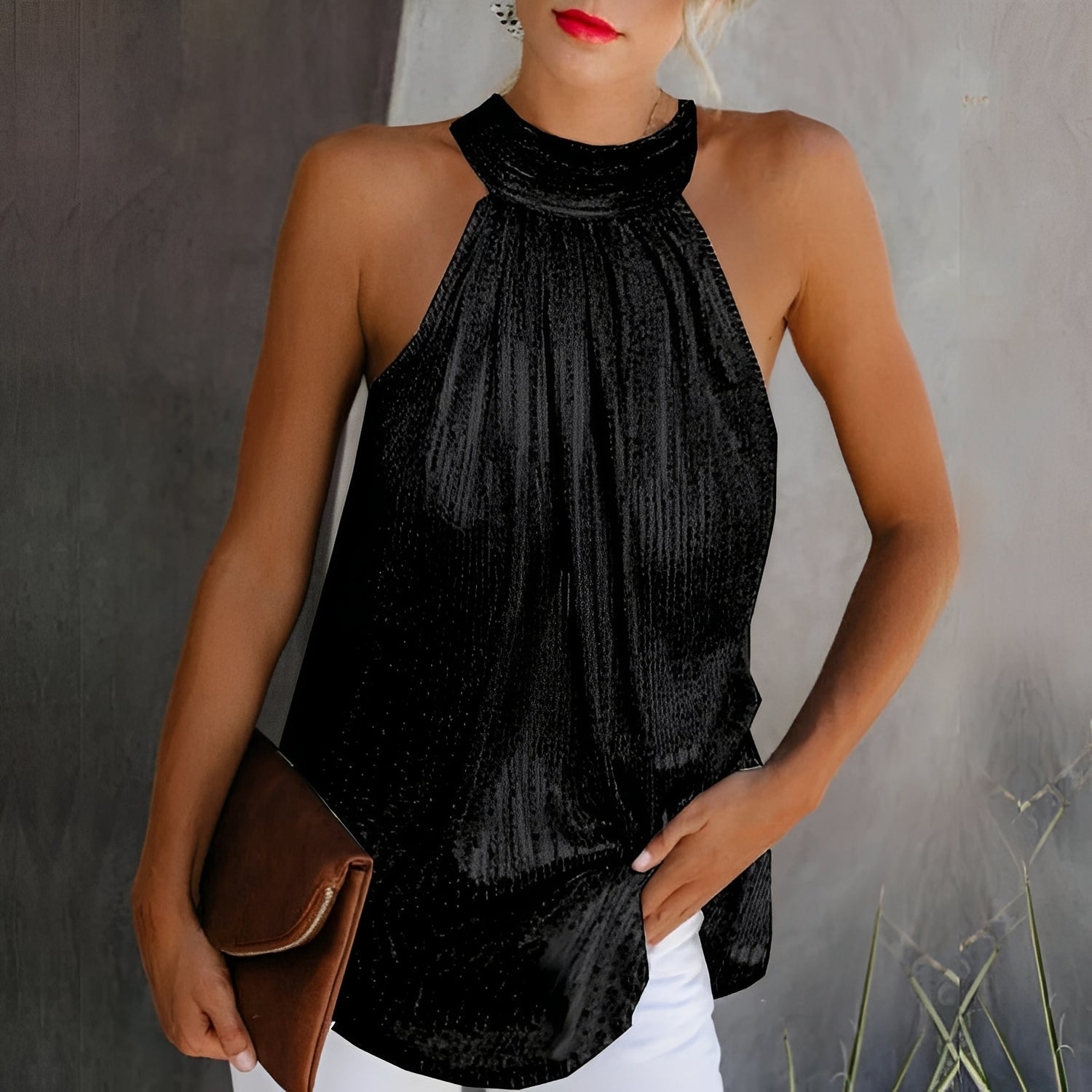 Loni - Stilvolles Glitzer-Haltertop
