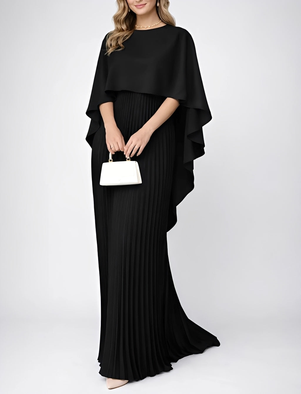 Zuzanna - Elegantes Plissiertes Chiffon-Maxikleid