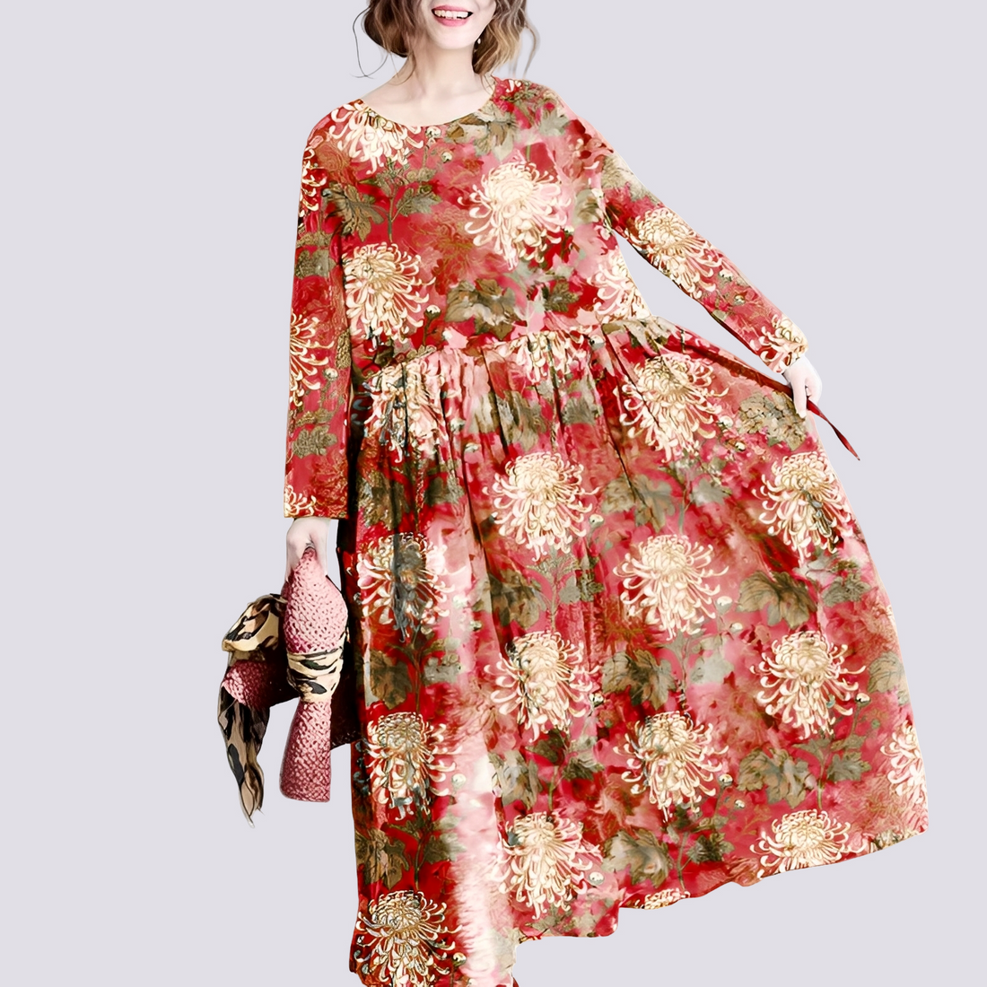 Terry - Stilvolles langes Maxikleid mit Blumenmuster für Damen