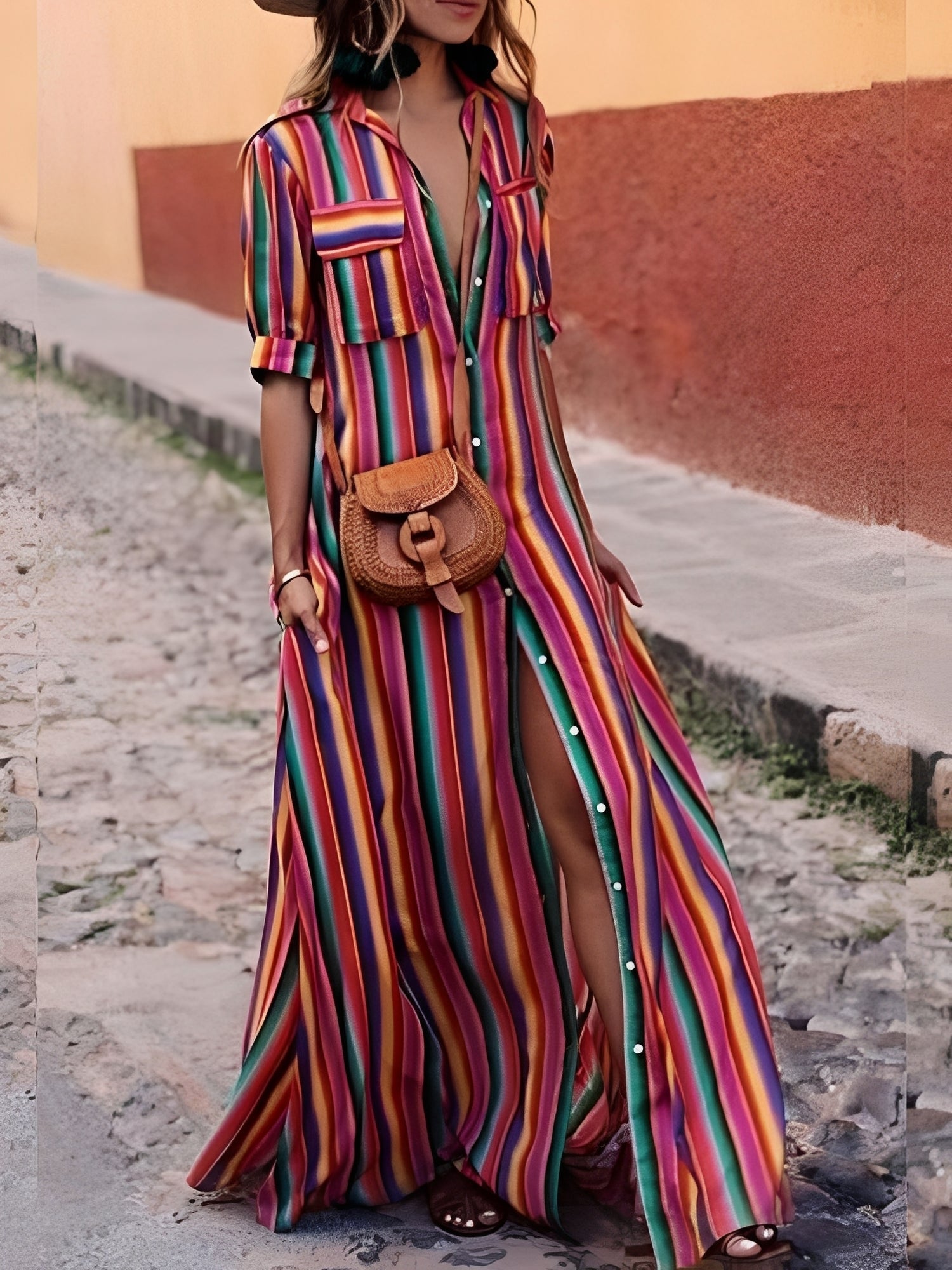 Samara - Stilvolles gestreiftes Maxikleid