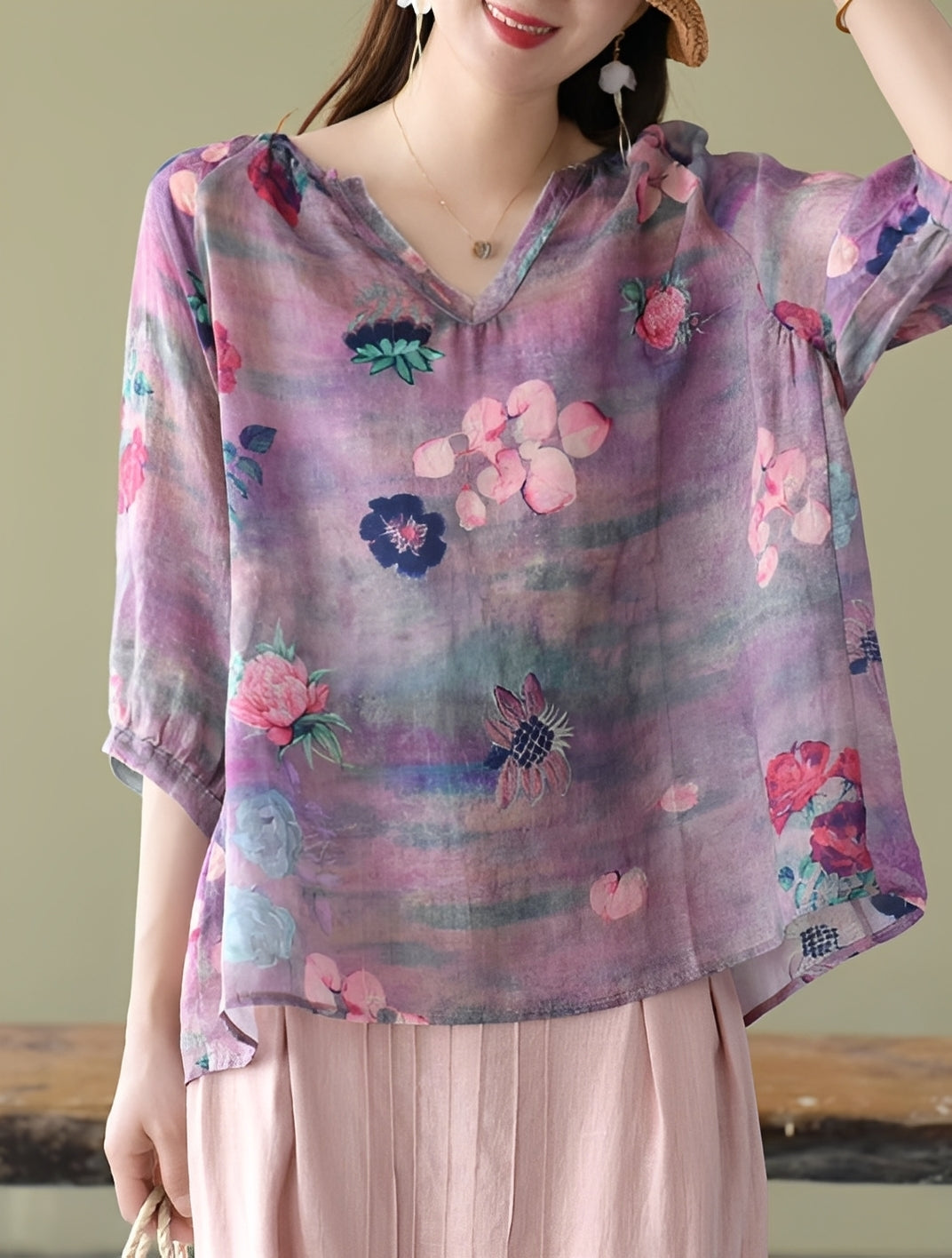 Nancy - Stilvolle, locker sitzende Blusen mit Print für Damen