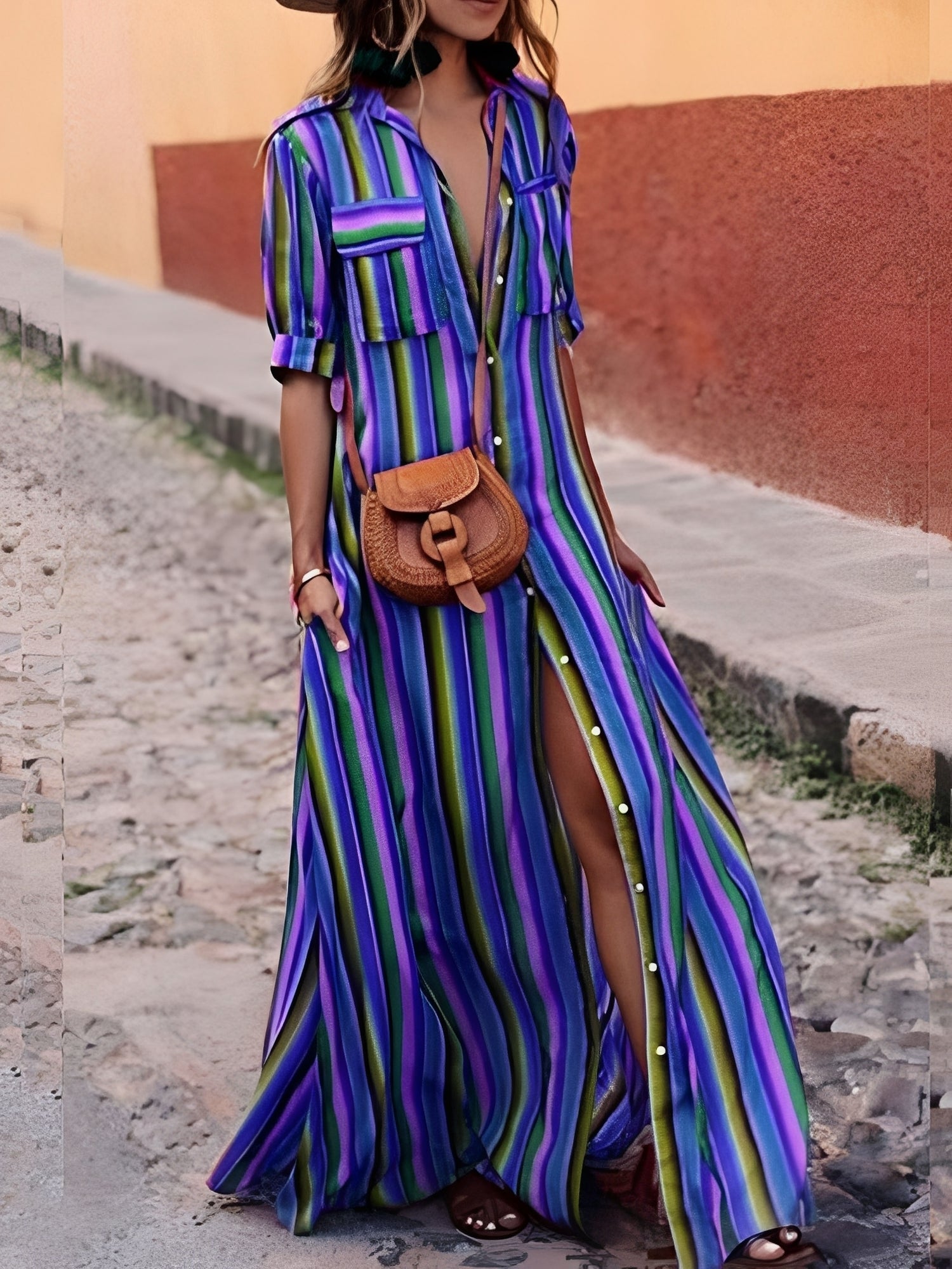 Samara - Stilvolles gestreiftes Maxikleid