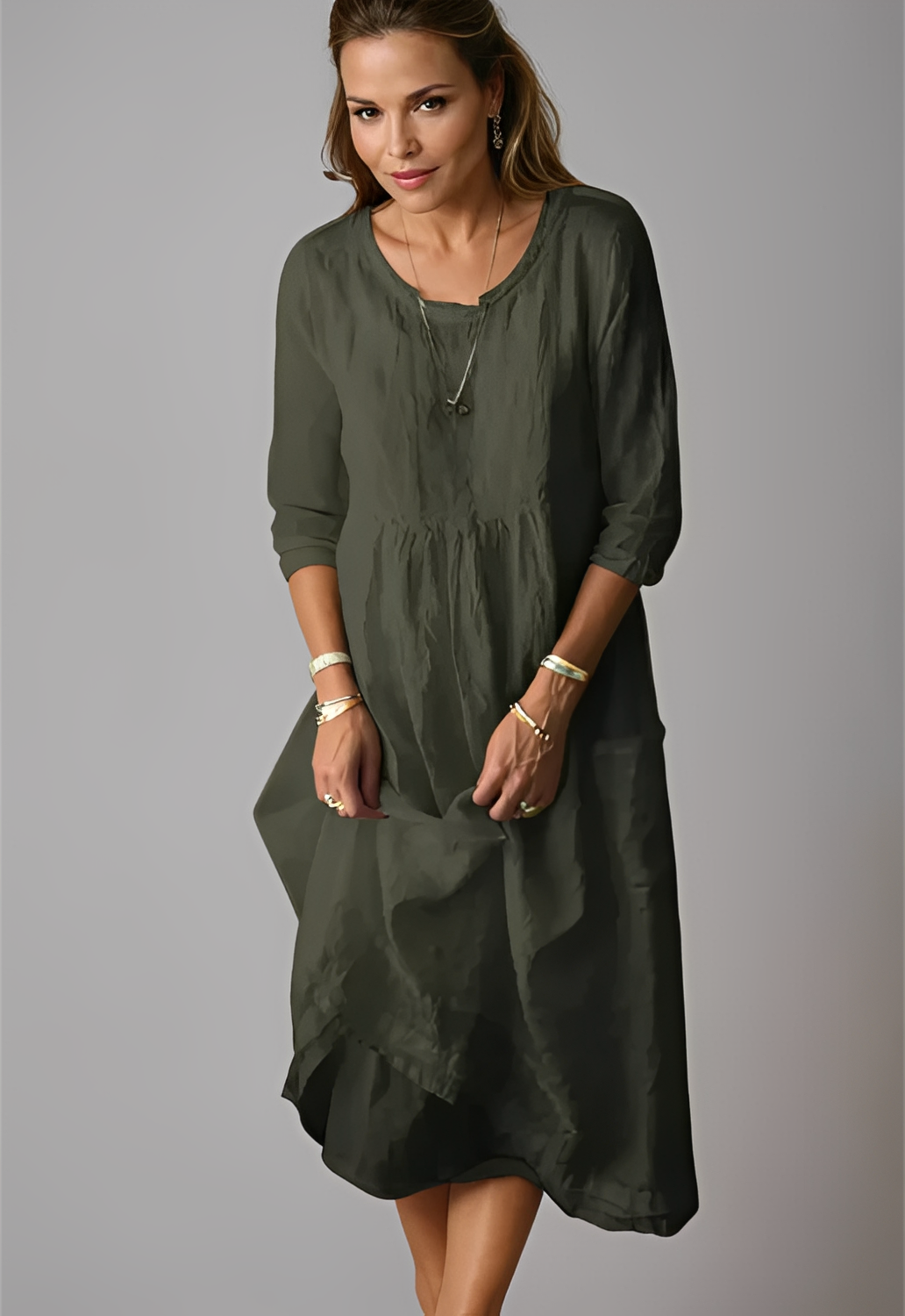 Hazel - Lässiges, locker sitzendes Kleid mit 3/4-Ärmeln für Damen