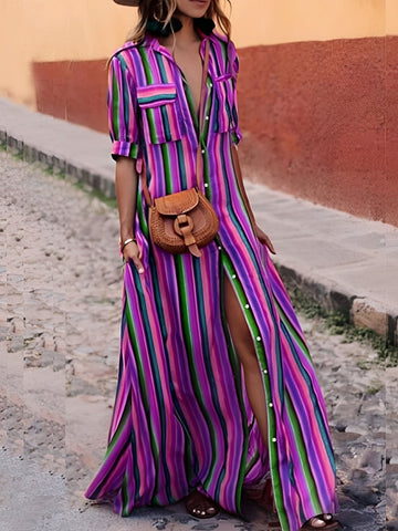 Samara - Stilvolles gestreiftes Maxikleid