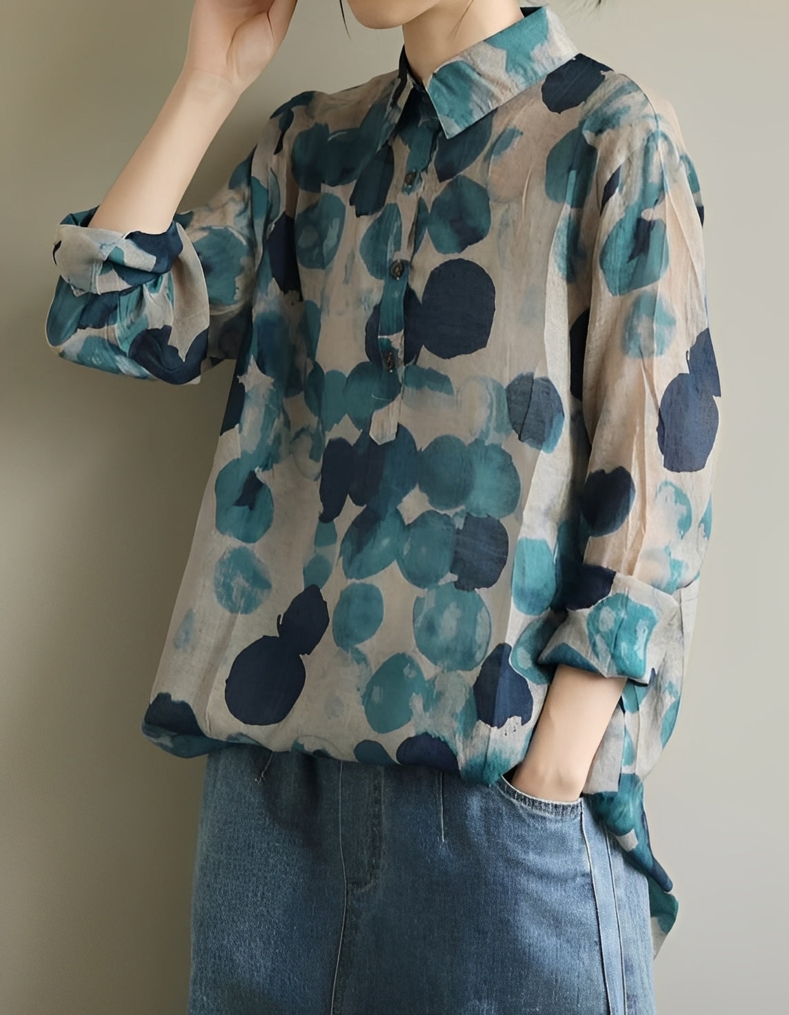 Jodie - Stilvolle Blusen mit gepunktetem Revers für Damen