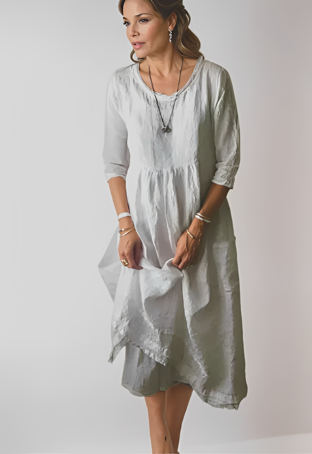 Hazel - Lässiges, locker sitzendes Kleid mit 3/4-Ärmeln für Damen