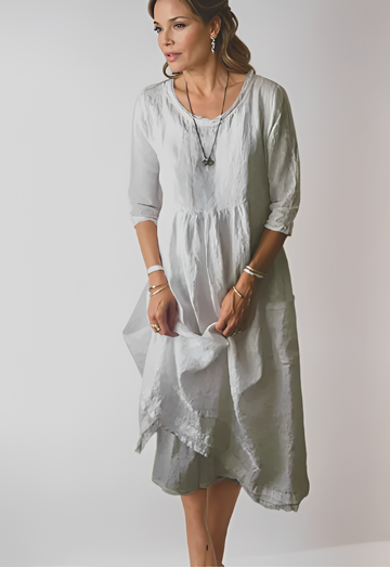 Hazel - Lässiges, locker sitzendes Kleid mit 3/4-Ärmeln für Damen