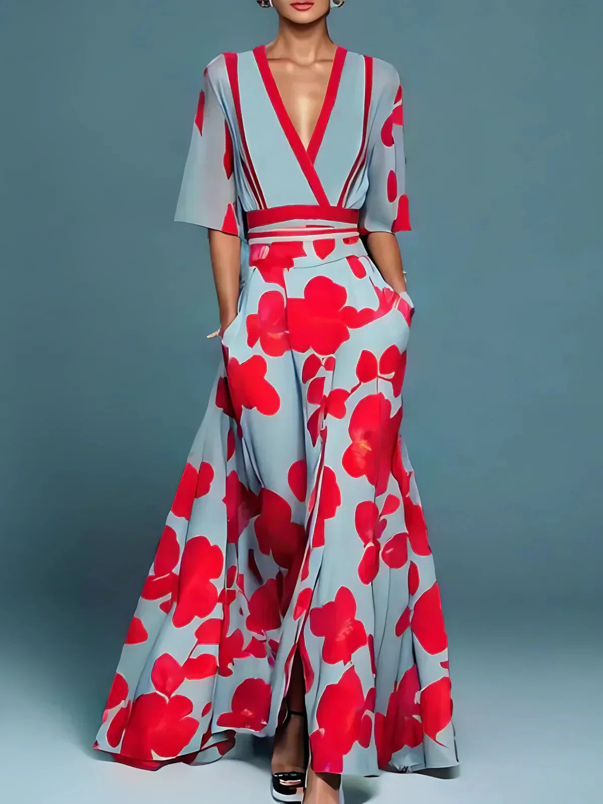 Jade – Elegantes Maxikleid mit Blumenmuster