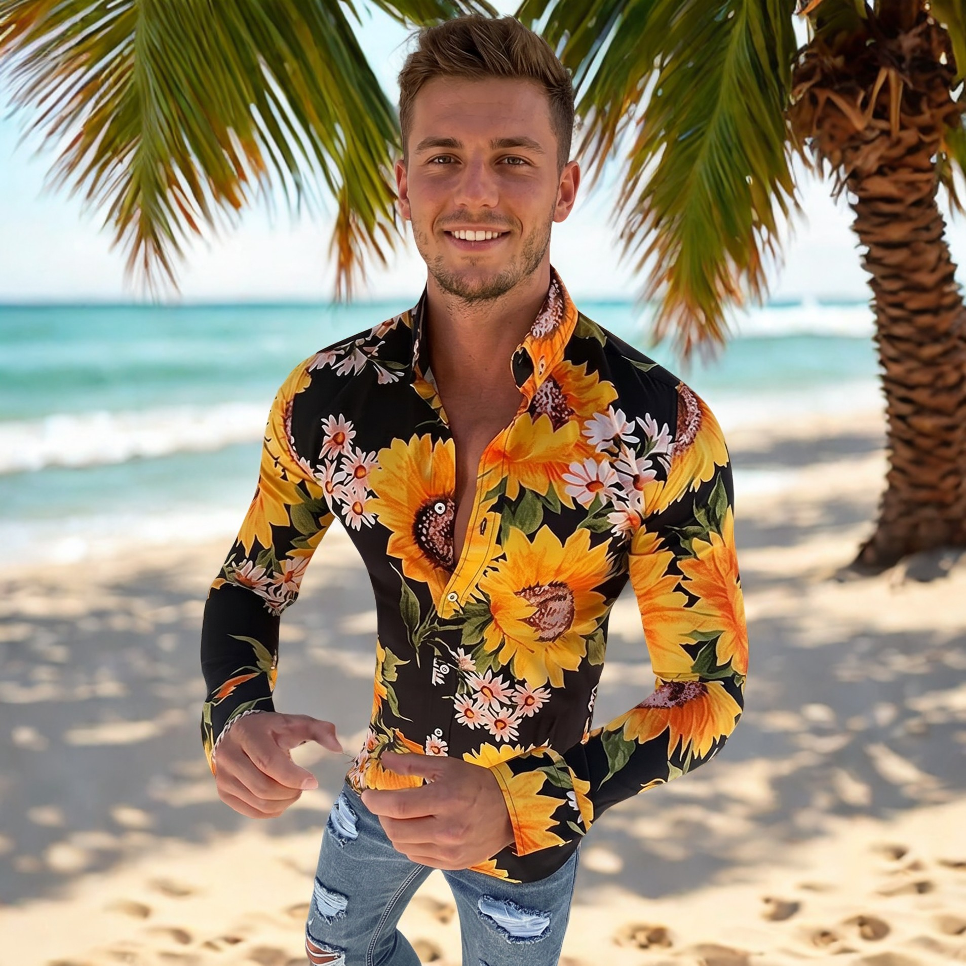Denzel - Florales Langarmhemd