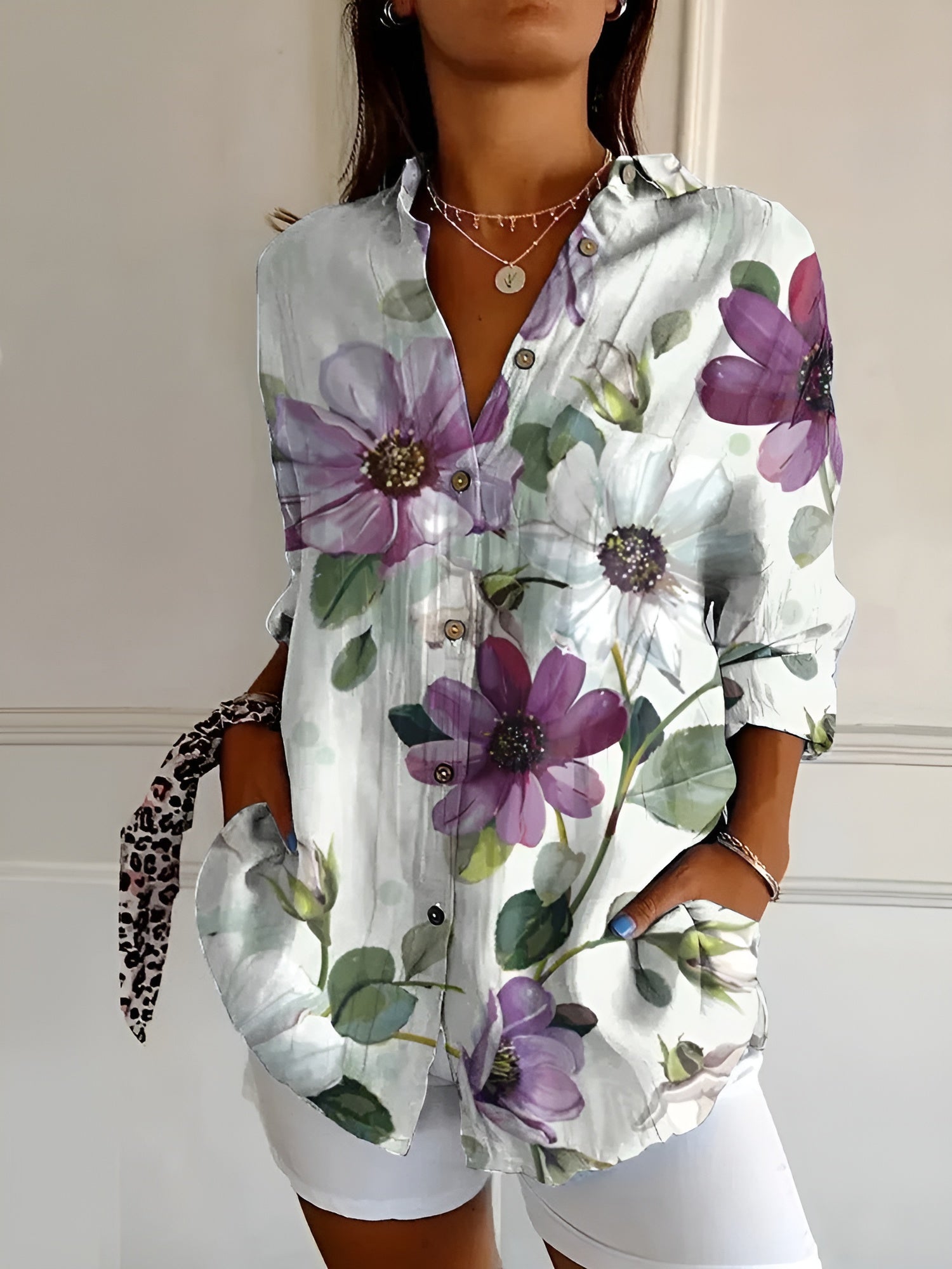 Amara - Luftige Hemdbluse mit Blumenmuster
